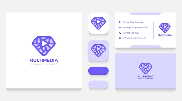 Media Diamond Logo-sjabloon en visitekaartje