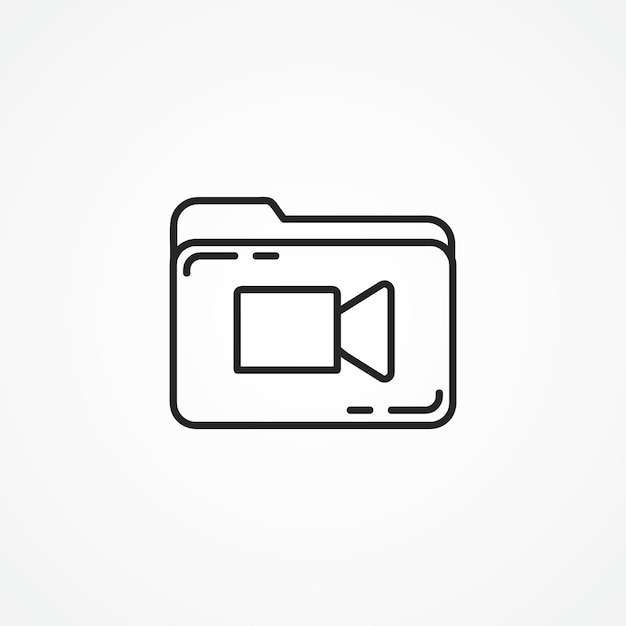 Media Documents or video property files icon folder with video files line icon