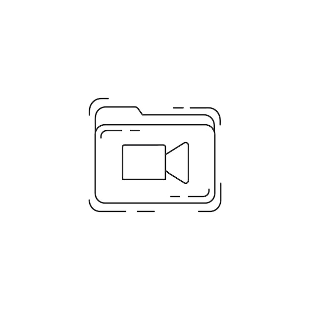 Vector media documents or video property files icon folder with video files thin line icon