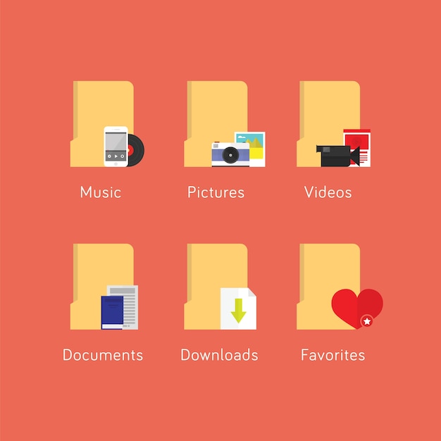 Vector media file folder icons