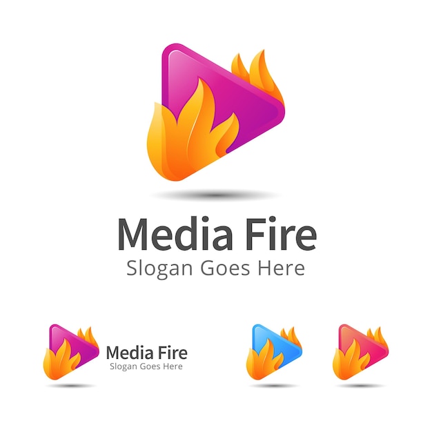 Шаблон дизайна современного логотипа media and fire