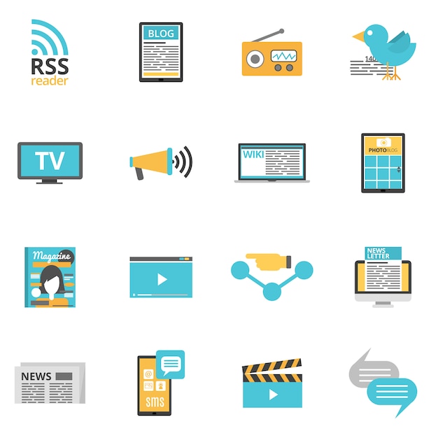 Media icons set