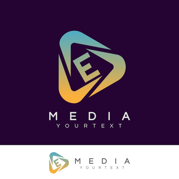 media initiaal Letter E Logo ontwerp