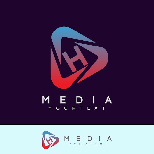 media initiaal Letter H Logo ontwerp