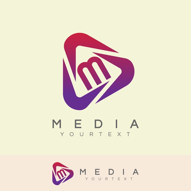 Vettore media iniziale lettera m logo design