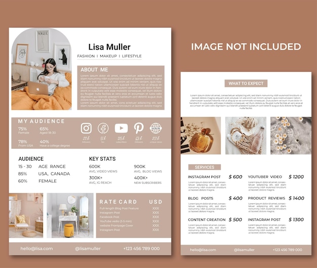 Media kit sjabloon voor Travel Fashion Blogger