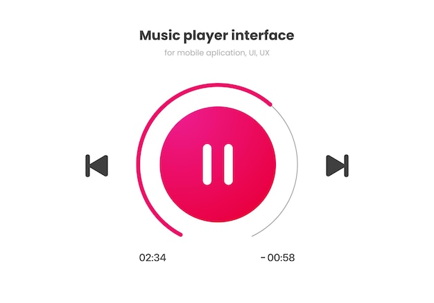Vector media music player interface. multimedia live stream window. online broadcasting. music application.