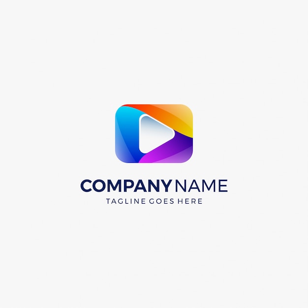 media play button video logo design template