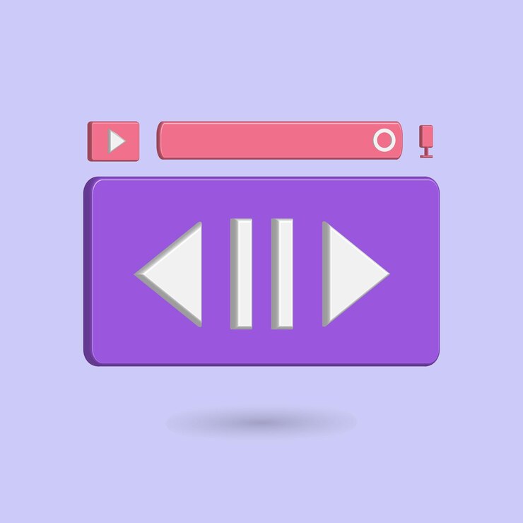 Vector media player button icon illustration with play, pause, play back and search. best for your p