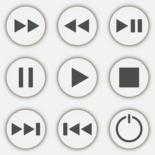 Media Player Buttons set Vector illustration