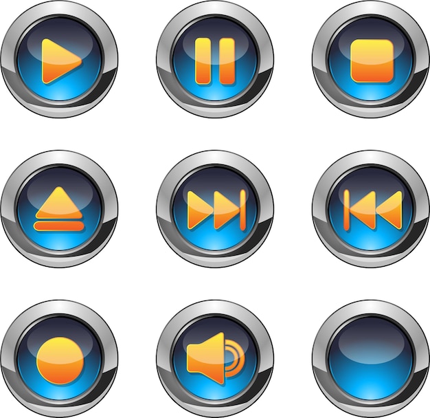 Vector media player buttons