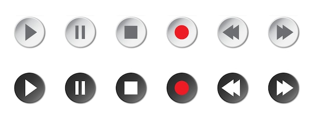 Vettore set di icone di controllo del lettore multimediale illustrazione vettoriale
