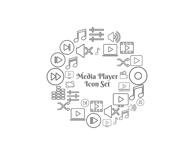 Media player icon set design Premium Vector