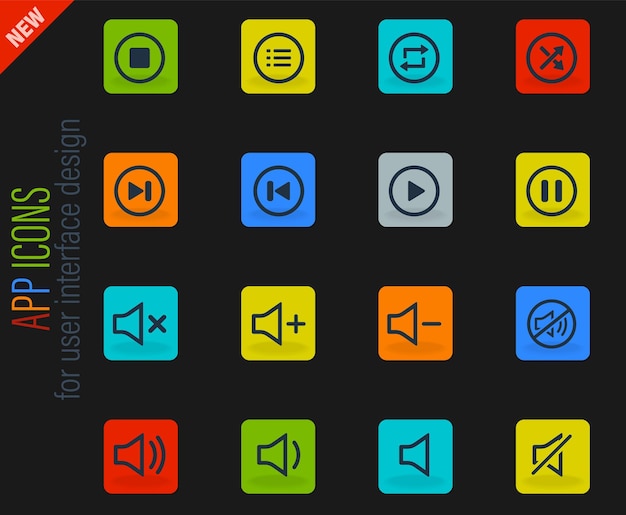 Vector media player icons