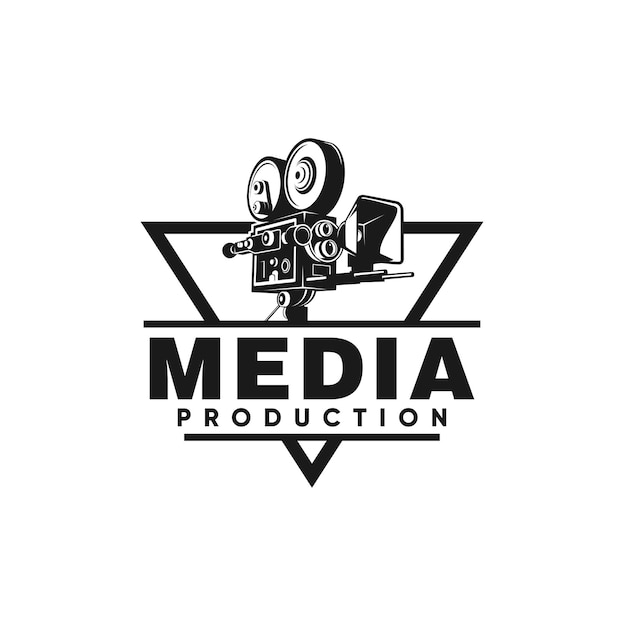 Vettore media production logo design camera vector