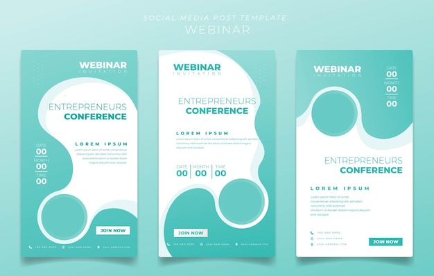 Vector media social template in pastel green and white with circle background for webinar invitation design
