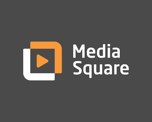 Vector media square play-knop videospeler audiobox rechthoek eenvoudig modern minimaal vectorlogo-ontwerp