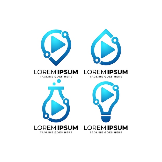 Set di design del logo della tecnologia multimediale