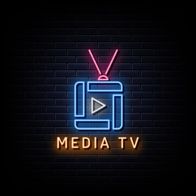 Media tv-logo neon tekenstijl