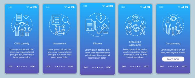 mediation onboarding mobile app page screen vector template