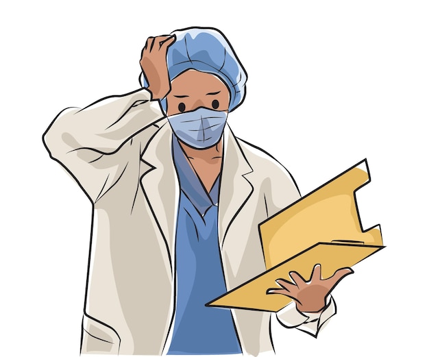 Vector medic confused pose vector illustration