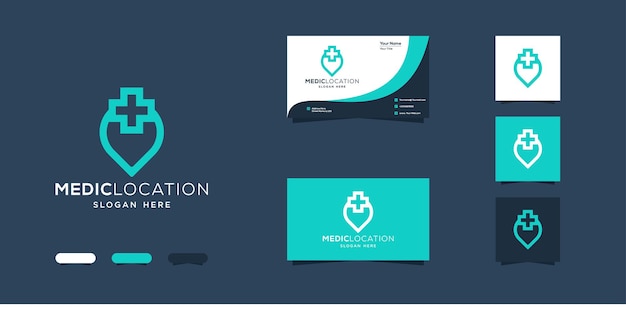 medic location logo design and business card