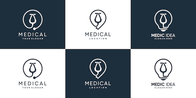 Medic-logocollectie met creatief elementconcept Premium Vector