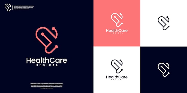 Medic stethoscope concept logotype design template