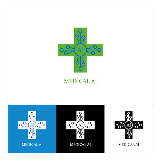 Medical ai minimalist logo logo design with multiple variations