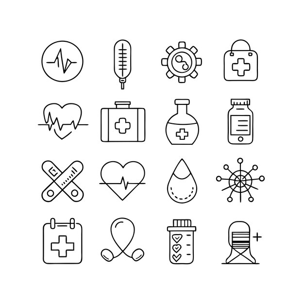 Medical and Healthcare Icon Set Collection Vector voor UI-documenten, websites en mobiele toepassingen