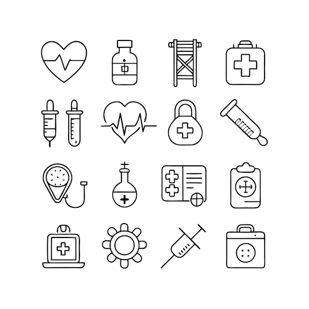 Medical and Healthcare Icon Set Collection Vector voor UI-documenten, websites en mobiele toepassingen