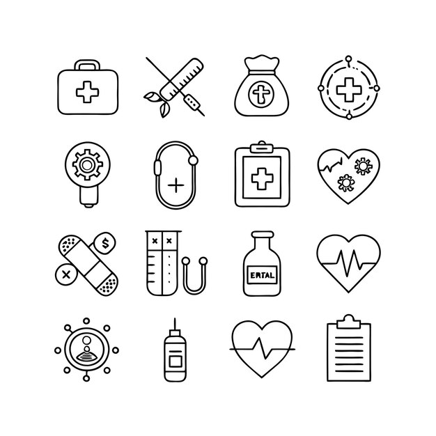 Medical and Healthcare Icon Set Collection Vector voor UI-documenten, websites en mobiele toepassingen