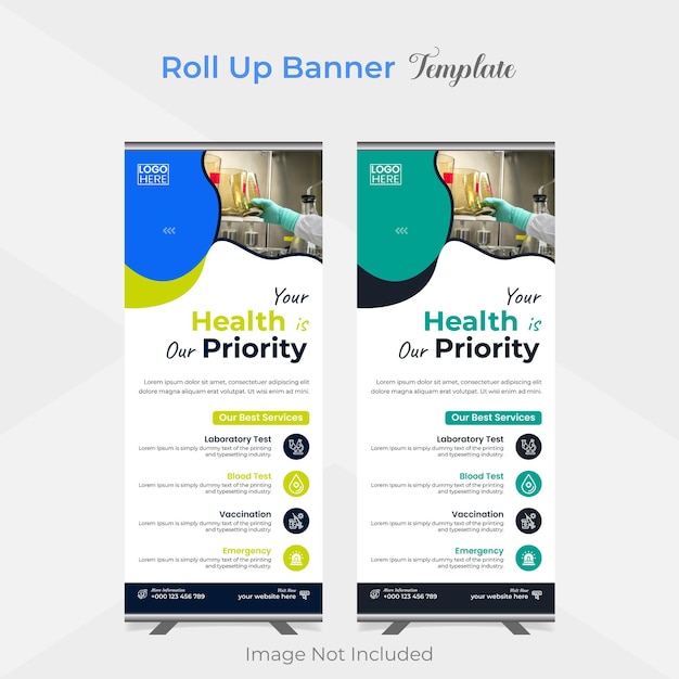 ベクトル メディカル・ヘルスケア・ロールアップ・スタンド・バナー・テンプレートデザイン