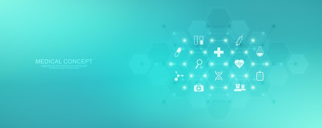 Vector medical background with flat icons and symbols