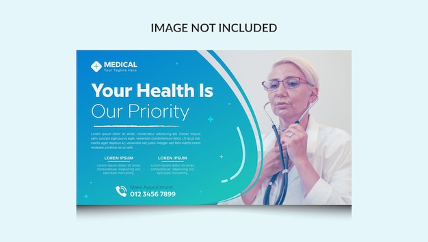 소셜 미디어 게시물 배너 광고를 위한 의료 배너 템플릿 디자인