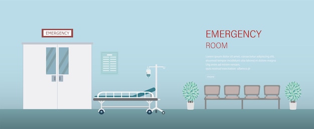 Vector medical banner with emergency room and waiting area vector illustration