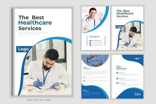 Vector medical bifold brochure design template for your business