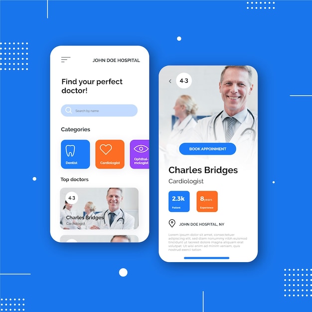 Vector medical booking app with doctor