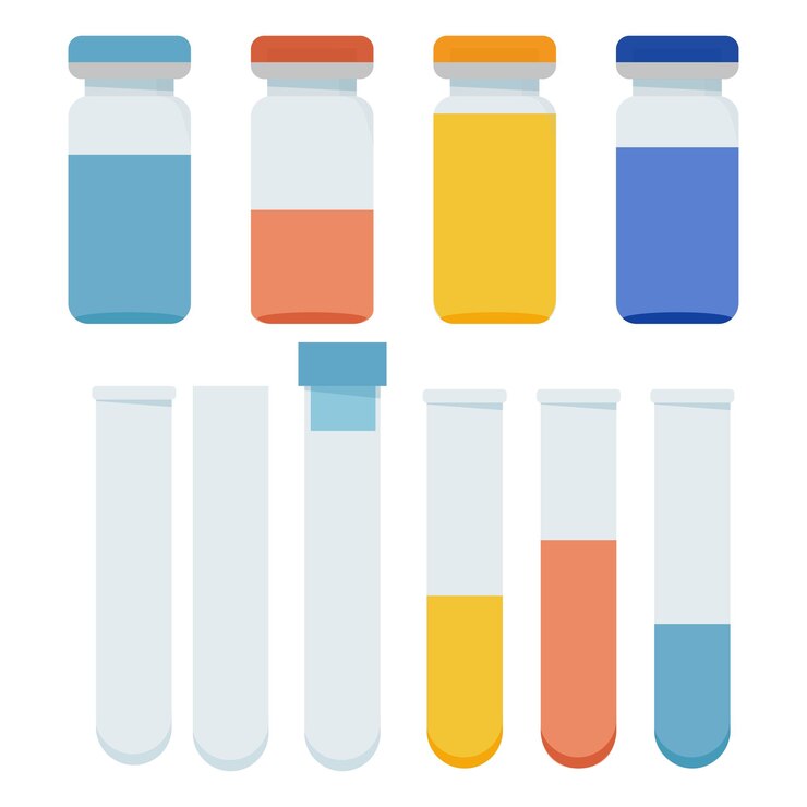 Vector medical bottle with color filling