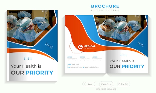 Medical Brochure cover design or profile template set for healthcare