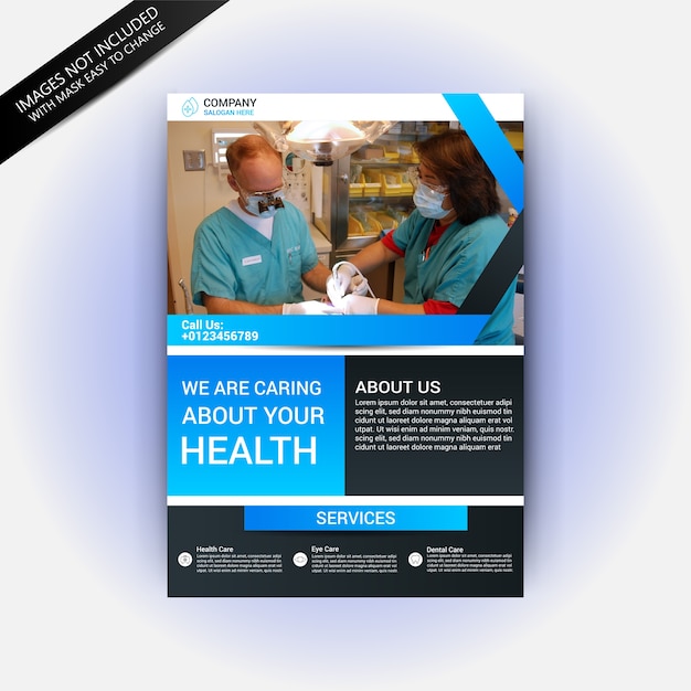 Vector medical brochure design with polygonal element