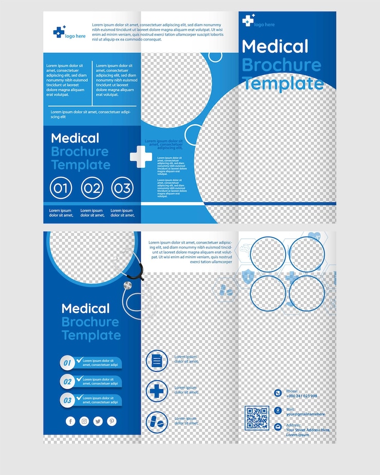 Vector medical brochure template flat checkered shapes