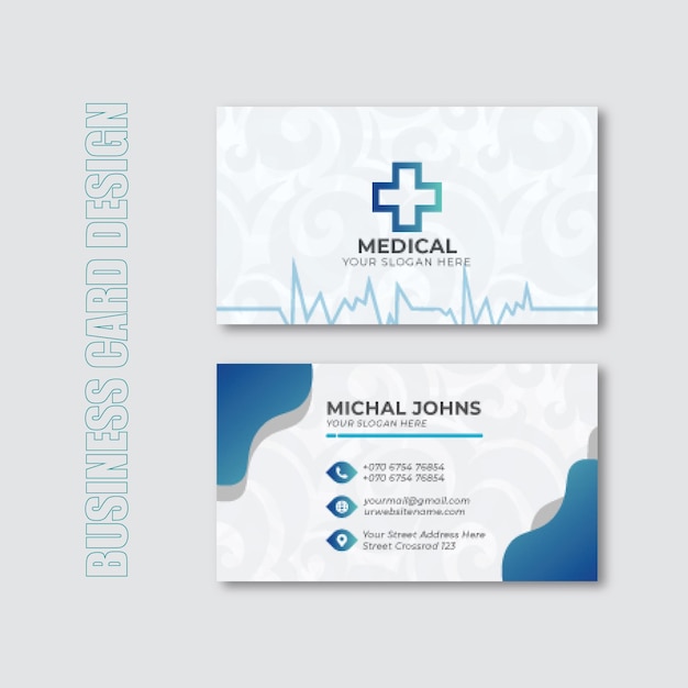 Medical business card design template vector