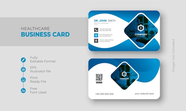 Medical business card or professional and healthcare consultant social media visiting card design template