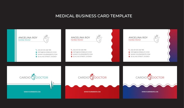 Вектор Шаблон медицинской визитной карточки с современным шаблоном визитной карточки