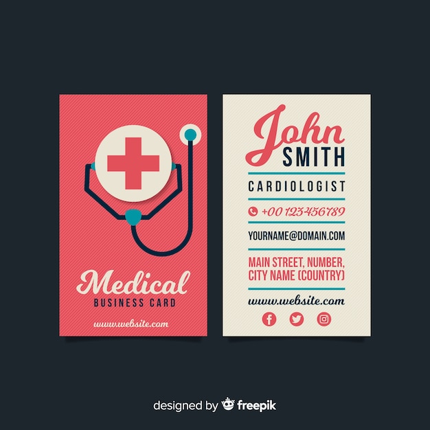 Medical business card template with modern style