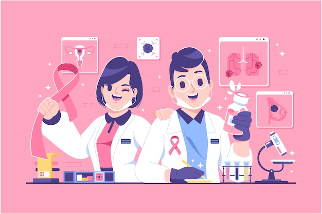 medical cancer research illustration design
