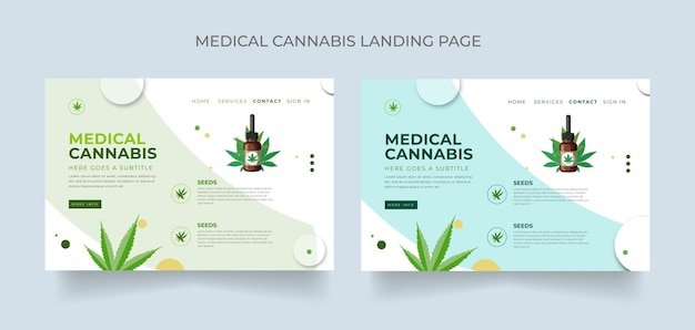 Medical cannabis landing page Cannabis oil vector Online service of research laboratory and