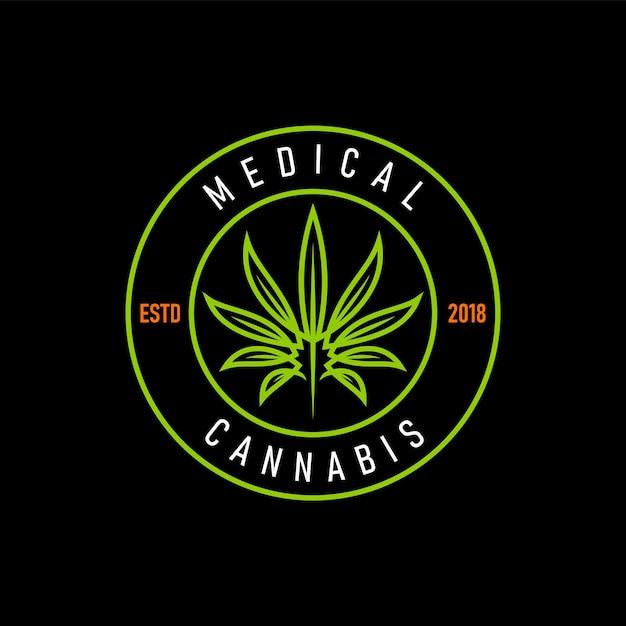 Medical cannabis marijuana emblem or weed icon