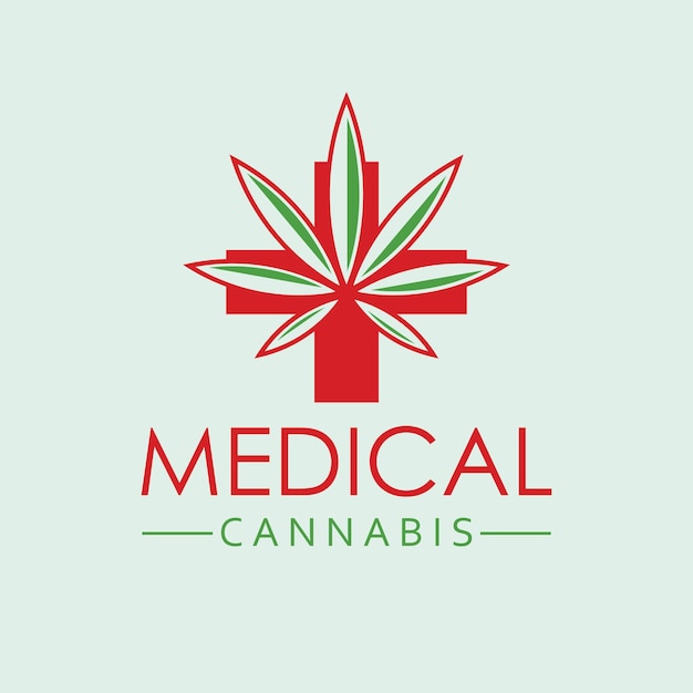 Premium Vector | Medical cannabis vector logo design cross and hemp leaf logotype organic